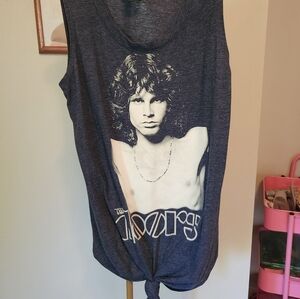 Wet Seal Dark Gray Graphic Tank with White Print